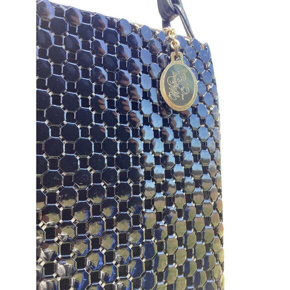 Vtg Whiting & Davis Purse Small Crossbody Bag Black Metal Classic Formal Dance - Picture 2 of 10